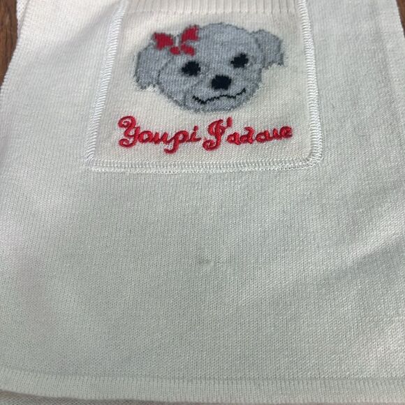 Women’s Cashmere Gloves and Scarf Set - Cream with Miniature Breed Dog Design - Picture 5 of 6